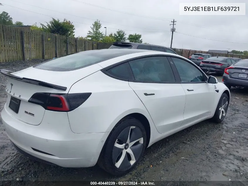 2020 Tesla Model 3 Long Range Dual Motor All-Wheel Drive VIN: 5YJ3E1EB1LF639721 Lot: 40440239