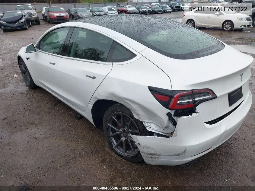 2020 Tesla Model 3 Standard Range Plus Rear-Wheel Drive/Standard Range Rear-Wheel Drive VIN: 5YJ3E1EA6LF797222 Lot: 40455596