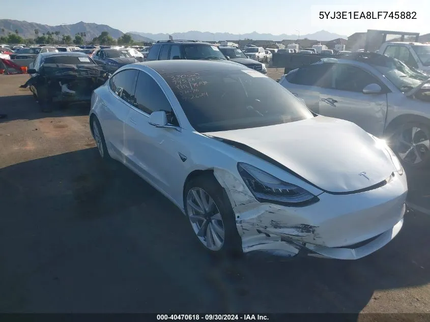 2020 Tesla Model 3 Standard Range Plus Rear-Wheel Drive/Standard Range Rear-Wheel Drive VIN: 5YJ3E1EA8LF745882 Lot: 40470618