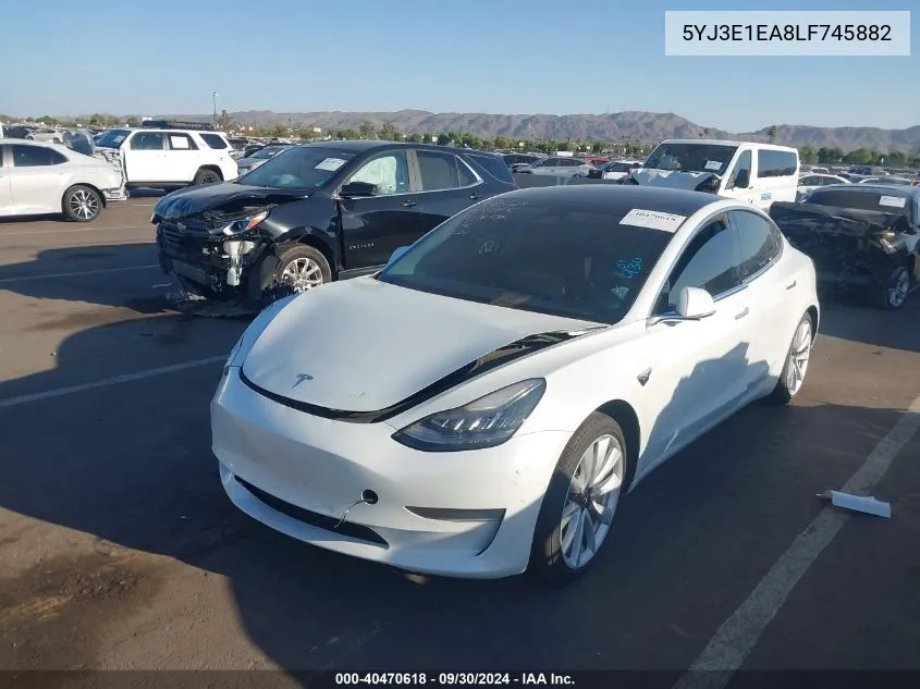 2020 Tesla Model 3 Standard Range Plus Rear-Wheel Drive/Standard Range Rear-Wheel Drive VIN: 5YJ3E1EA8LF745882 Lot: 40470618