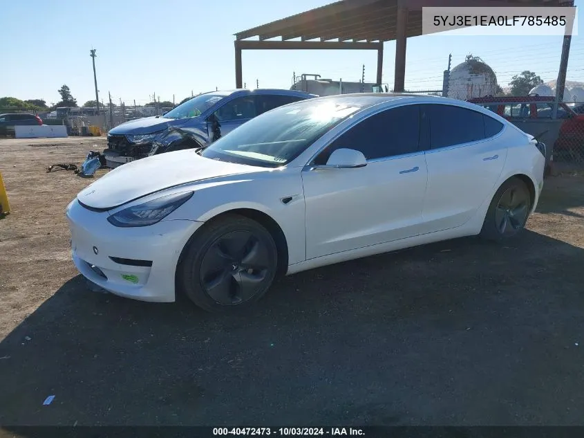 2020 Tesla Model 3 Standard Range Plus Rear-Wheel Drive/Standard Range Rear-Wheel Drive VIN: 5YJ3E1EA0LF785485 Lot: 40472473