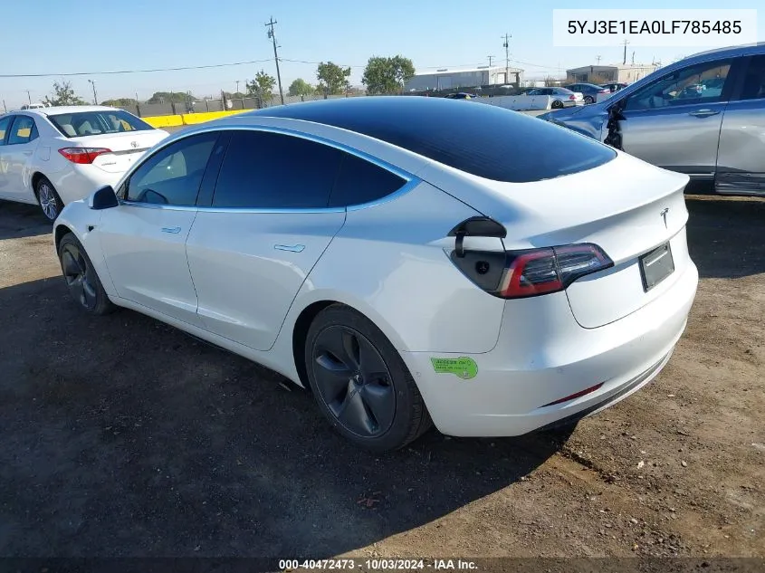 2020 Tesla Model 3 Standard Range Plus Rear-Wheel Drive/Standard Range Rear-Wheel Drive VIN: 5YJ3E1EA0LF785485 Lot: 40472473