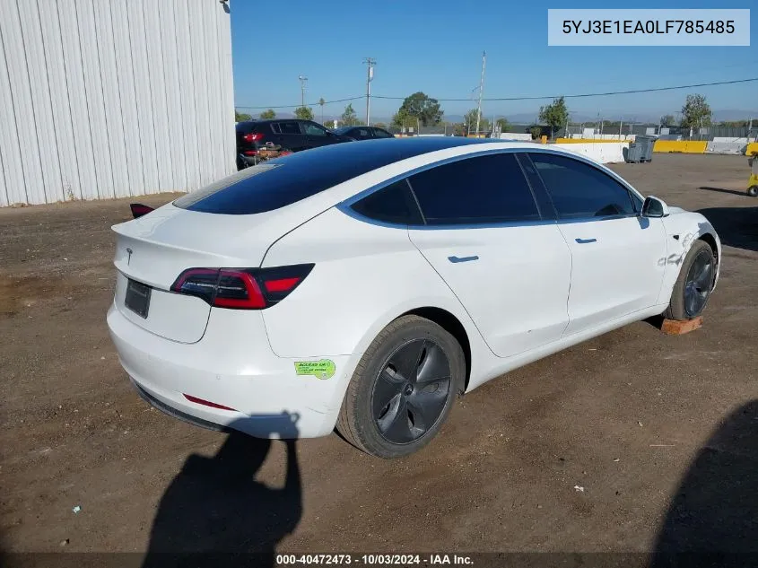 2020 Tesla Model 3 Standard Range Plus Rear-Wheel Drive/Standard Range Rear-Wheel Drive VIN: 5YJ3E1EA0LF785485 Lot: 40472473