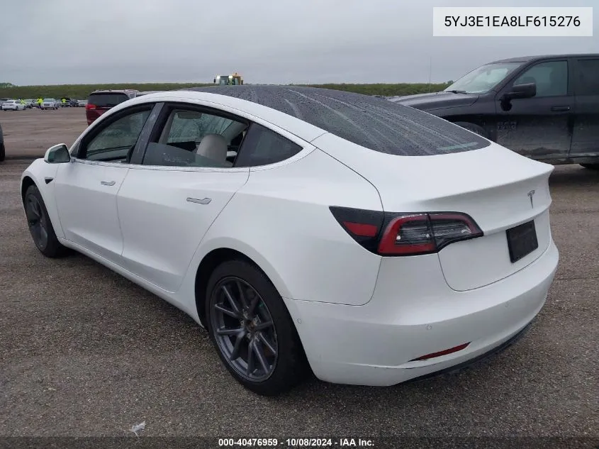 2020 Tesla Model 3 VIN: 5YJ3E1EA8LF615276 Lot: 40476959