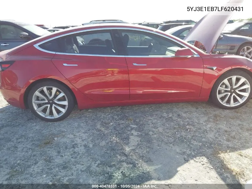 2020 Tesla Model 3 VIN: 5YJ3E1EB7LF620431 Lot: 40478331