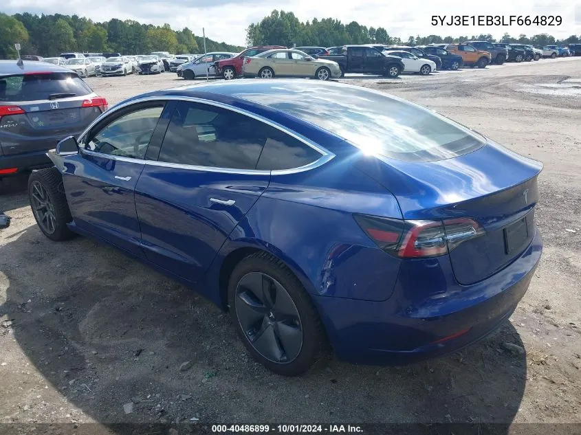 2020 Tesla Model 3 Long Range Dual Motor All-Wheel Drive VIN: 5YJ3E1EB3LF664829 Lot: 40486899