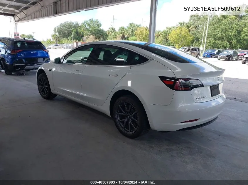 2020 Tesla Model 3 Standard Range Plus Rear-Wheel Drive/Standard Range Rear-Wheel Drive VIN: 5YJ3E1EA5LF509612 Lot: 40507903