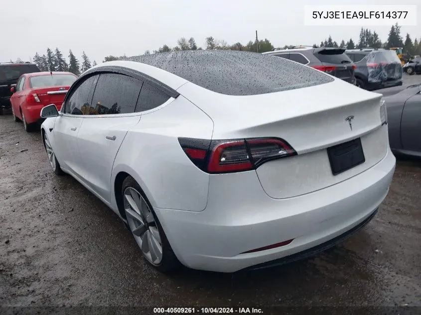 2020 Tesla Model 3 Standard Range Plus Rear-Wheel Drive/Standard Range Rear-Wheel Drive VIN: 5YJ3E1EA9LF614377 Lot: 40509261