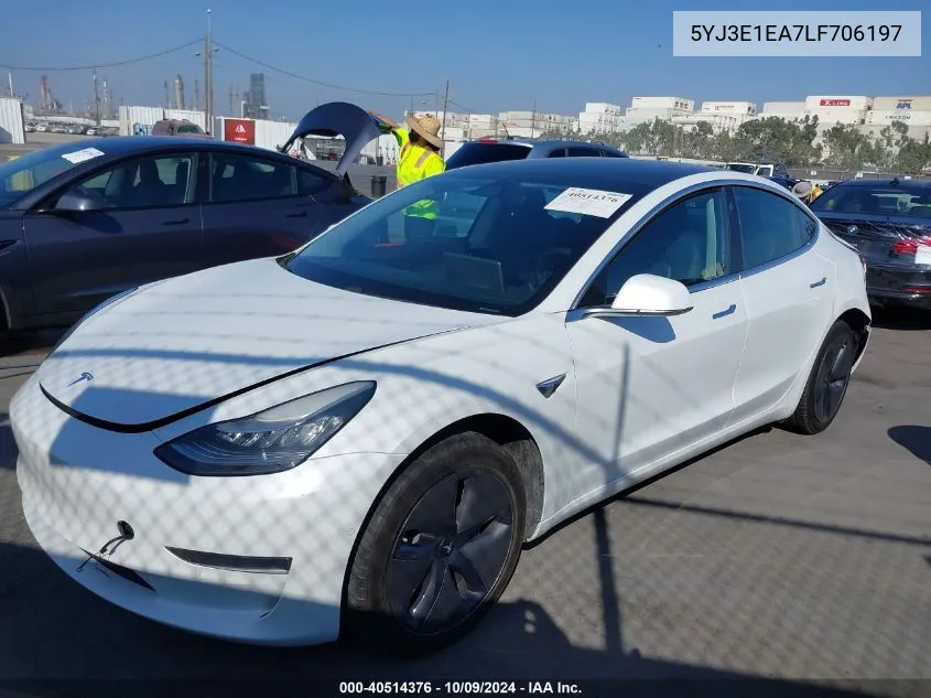 2020 Tesla Model 3 Standard Range Plus Rear-Wheel Drive/Standard Range Rear-Wheel Drive VIN: 5YJ3E1EA7LF706197 Lot: 40514376