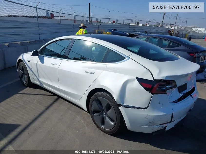 2020 Tesla Model 3 Standard Range Plus Rear-Wheel Drive/Standard Range Rear-Wheel Drive VIN: 5YJ3E1EA7LF706197 Lot: 40514376