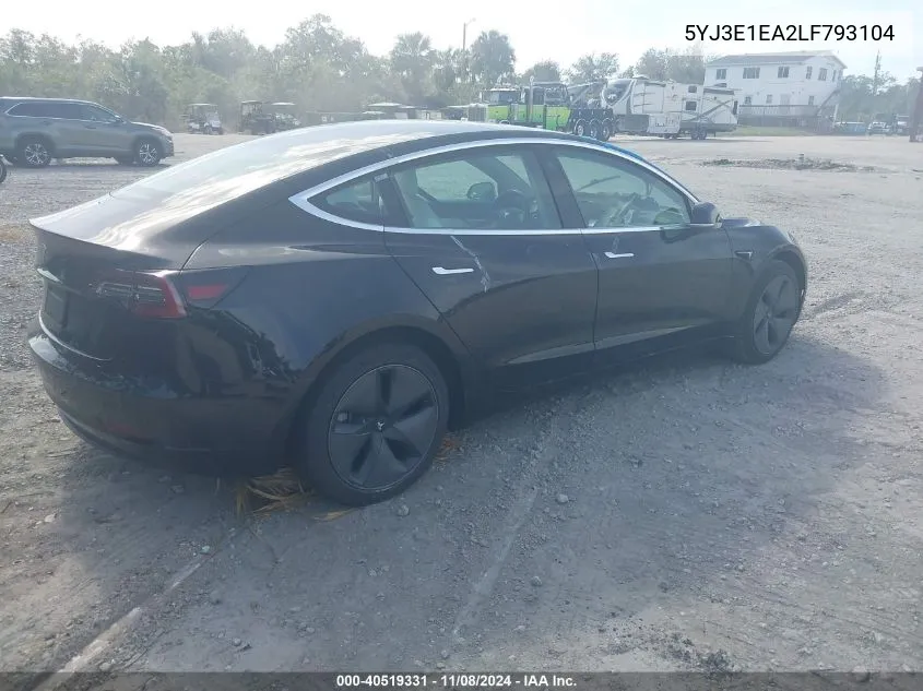 2020 Tesla Model 3 Standard Range Plus Rear-Wheel Drive/Standard Range Rear-Wheel Drive VIN: 5YJ3E1EA2LF793104 Lot: 40519331