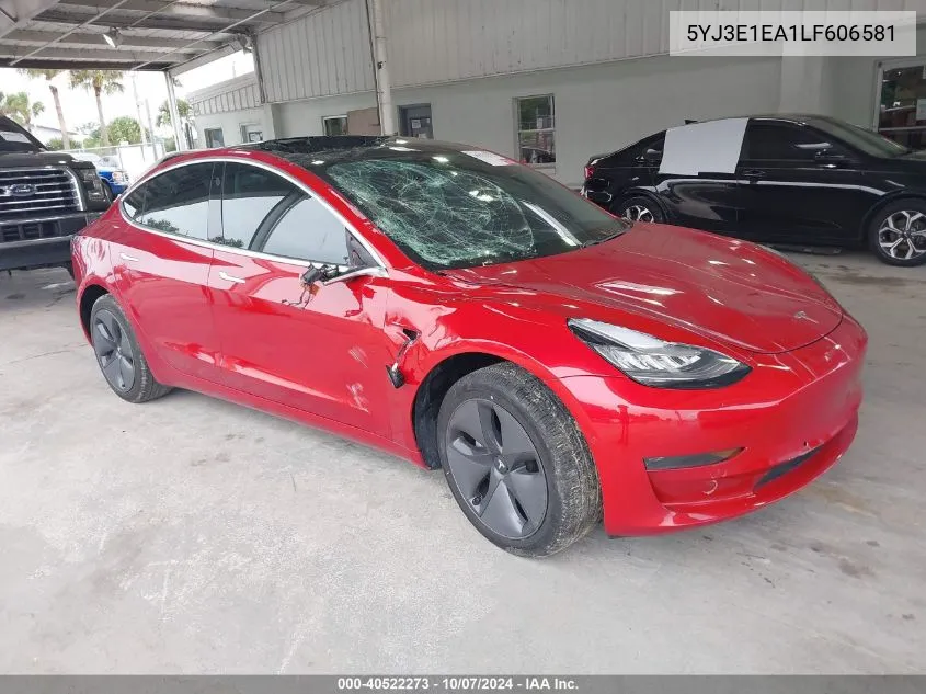 2020 Tesla Model 3 Standard Range Plus Rear-Wheel Drive/Standard Range Rear-Wheel Drive VIN: 5YJ3E1EA1LF606581 Lot: 40522273