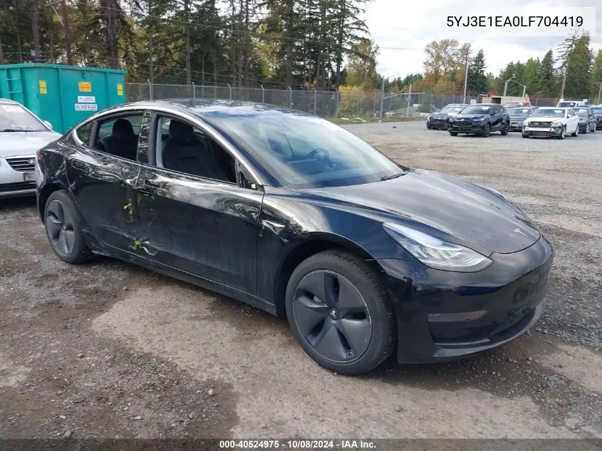 2020 Tesla Model 3 Standard Range Plus Rear-Wheel Drive/Standard Range Rear-Wheel Drive VIN: 5YJ3E1EA0LF704419 Lot: 40524975