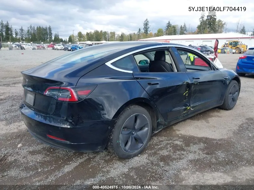 2020 Tesla Model 3 Standard Range Plus Rear-Wheel Drive/Standard Range Rear-Wheel Drive VIN: 5YJ3E1EA0LF704419 Lot: 40524975