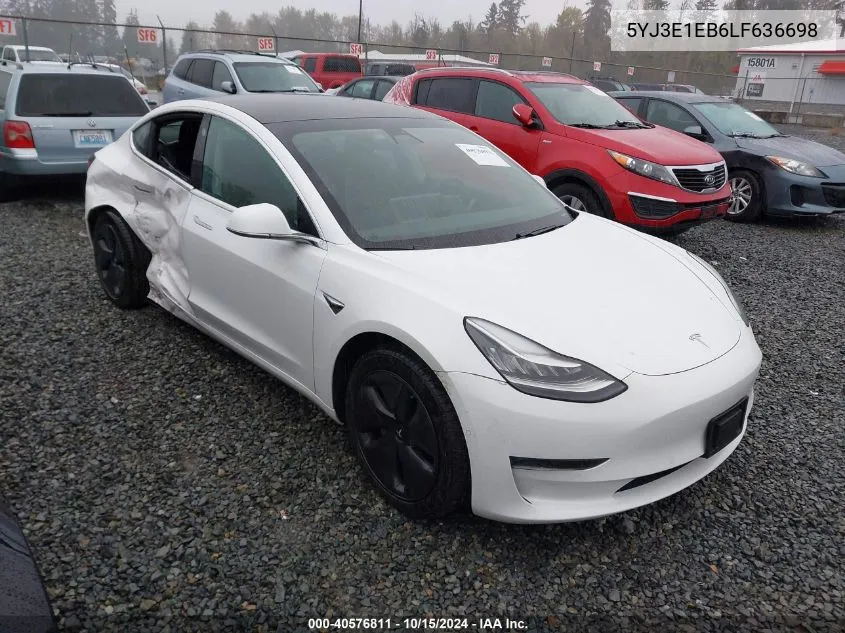 2020 Tesla Model 3 Long Range Dual Motor All-Wheel Drive VIN: 5YJ3E1EB6LF636698 Lot: 40576811