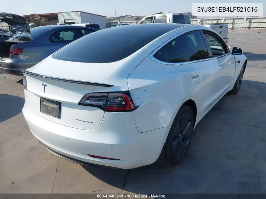 2020 Tesla Model 3 Long Range Dual Motor All-Wheel Drive VIN: 5YJ3E1EB4LF521016 Lot: 40603619