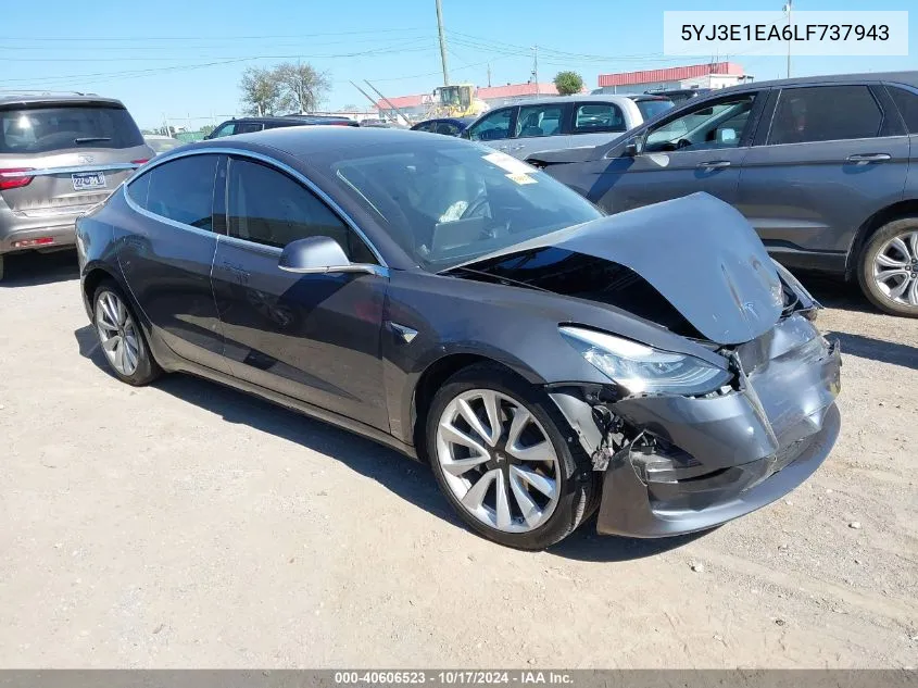 2020 Tesla Model 3 Standard Range Plus Rear-Wheel Drive/Standard Range Rear-Wheel Drive VIN: 5YJ3E1EA6LF737943 Lot: 40606523