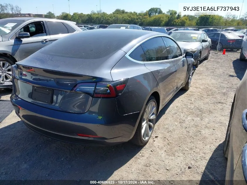 2020 Tesla Model 3 Standard Range Plus Rear-Wheel Drive/Standard Range Rear-Wheel Drive VIN: 5YJ3E1EA6LF737943 Lot: 40606523