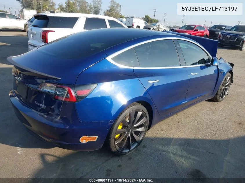 2020 Tesla Model 3 Performance Dual Motor All-Wheel Drive VIN: 5YJ3E1EC7LF713197 Lot: 40607197