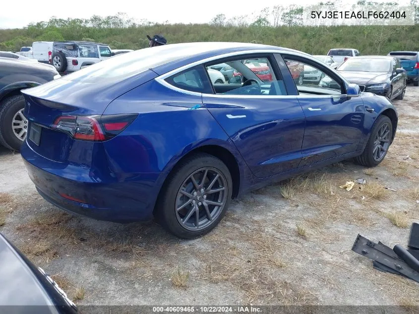 2020 Tesla Model 3 Standard Range Plus Rear-Wheel Drive/Standard Range Rear-Wheel Drive VIN: 5YJ3E1EA6LF662404 Lot: 40609465