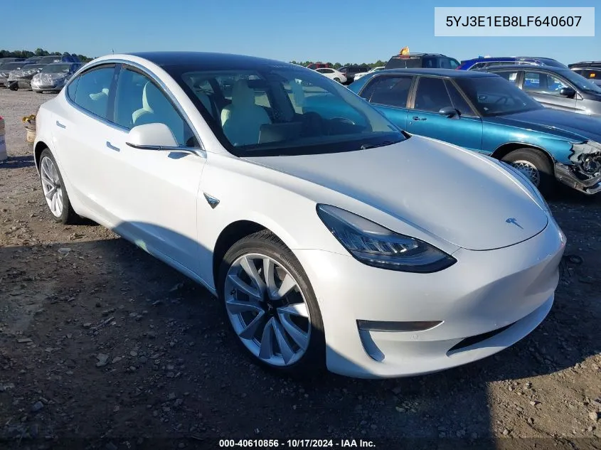 2020 Tesla Model 3 Long Range Dual Motor All-Wheel Drive VIN: 5YJ3E1EB8LF640607 Lot: 40610856