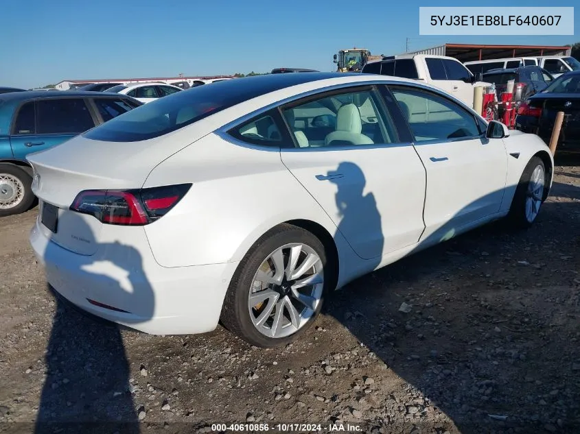 2020 Tesla Model 3 Long Range Dual Motor All-Wheel Drive VIN: 5YJ3E1EB8LF640607 Lot: 40610856