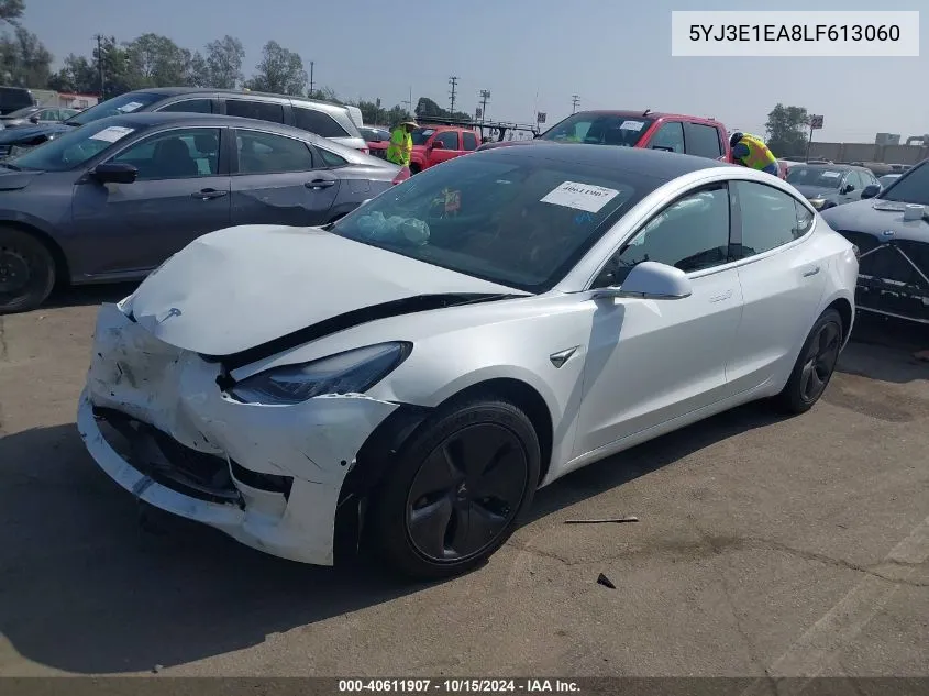 2020 Tesla Model 3 Standard Range Plus Rear-Wheel Drive/Standard Range Rear-Wheel Drive VIN: 5YJ3E1EA8LF613060 Lot: 40611907