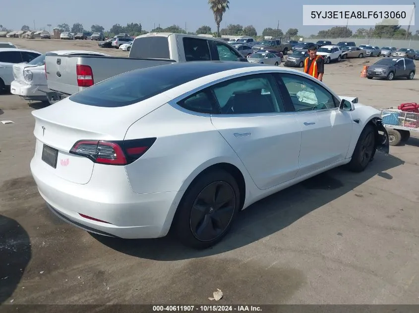 2020 Tesla Model 3 Standard Range Plus Rear-Wheel Drive/Standard Range Rear-Wheel Drive VIN: 5YJ3E1EA8LF613060 Lot: 40611907