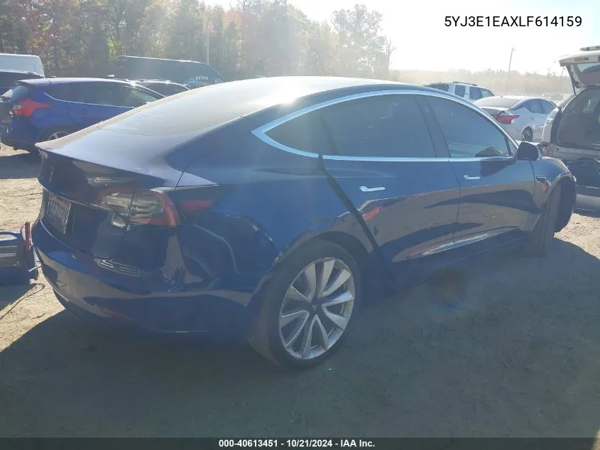 2020 Tesla Model 3 VIN: 5YJ3E1EAXLF614159 Lot: 40613451