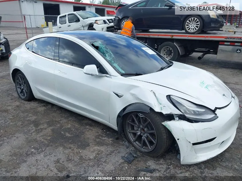 2020 Tesla Model 3 Standard Range Plus Rear-Wheel Drive/Standard Range Rear-Wheel Drive VIN: 5YJ3E1EA0LF645128 Lot: 40638456