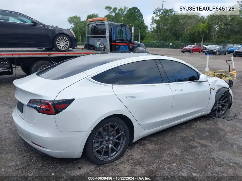 2020 Tesla Model 3 Standard Range Plus Rear-Wheel Drive/Standard Range Rear-Wheel Drive VIN: 5YJ3E1EA0LF645128 Lot: 40638456