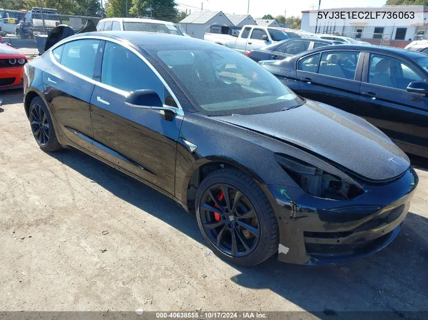 2020 Tesla Model 3 Performance Dual Motor All-Wheel Drive VIN: 5YJ3E1EC2LF736063 Lot: 40638555