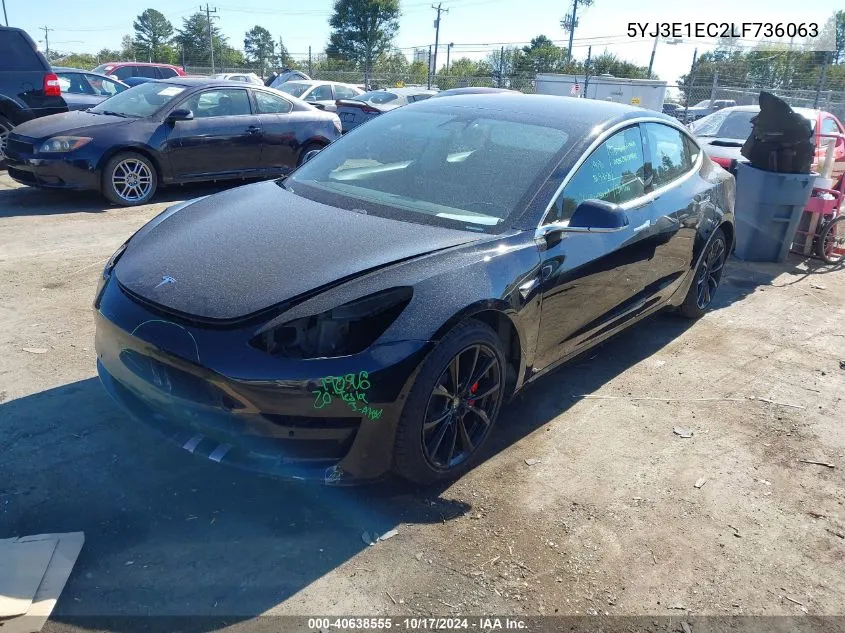 2020 Tesla Model 3 Performance Dual Motor All-Wheel Drive VIN: 5YJ3E1EC2LF736063 Lot: 40638555