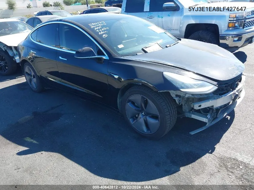 2020 Tesla Model 3 Standard Range Plus Rear-Wheel Drive/Standard Range Rear-Wheel Drive VIN: 5YJ3E1EA8LF427647 Lot: 40642812