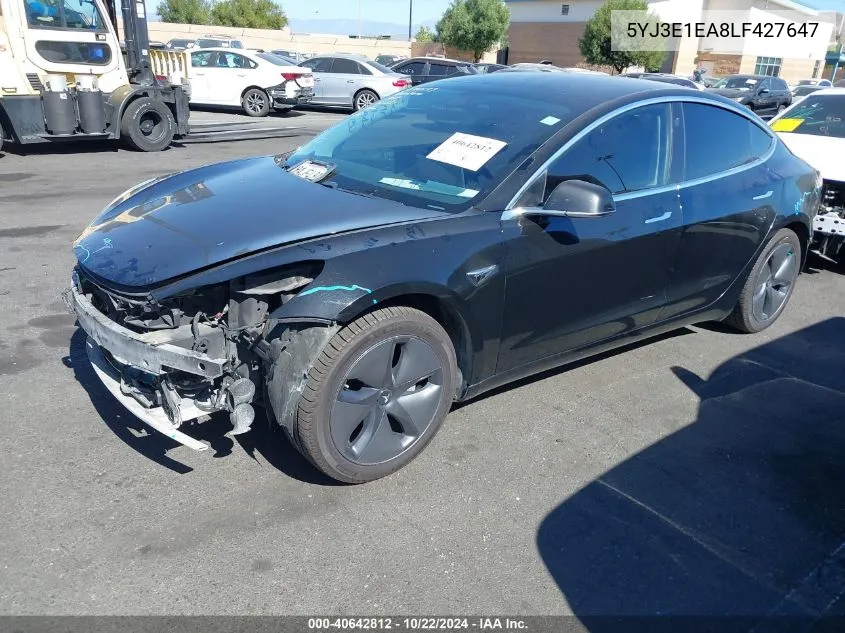 2020 Tesla Model 3 Standard Range Plus Rear-Wheel Drive/Standard Range Rear-Wheel Drive VIN: 5YJ3E1EA8LF427647 Lot: 40642812