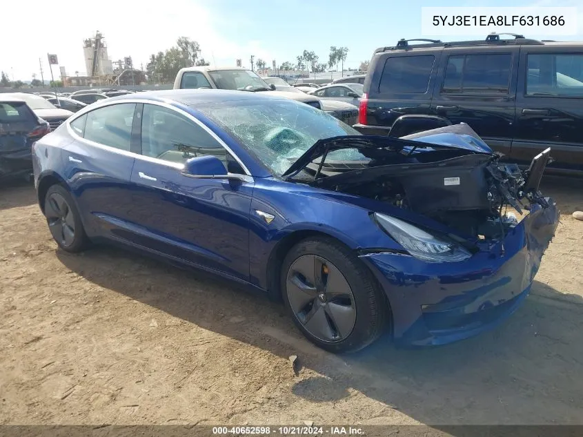 2020 Tesla Model 3 Standard Range Plus Rear-Wheel Drive/Standard Range Rear-Wheel Drive VIN: 5YJ3E1EA8LF631686 Lot: 40652598