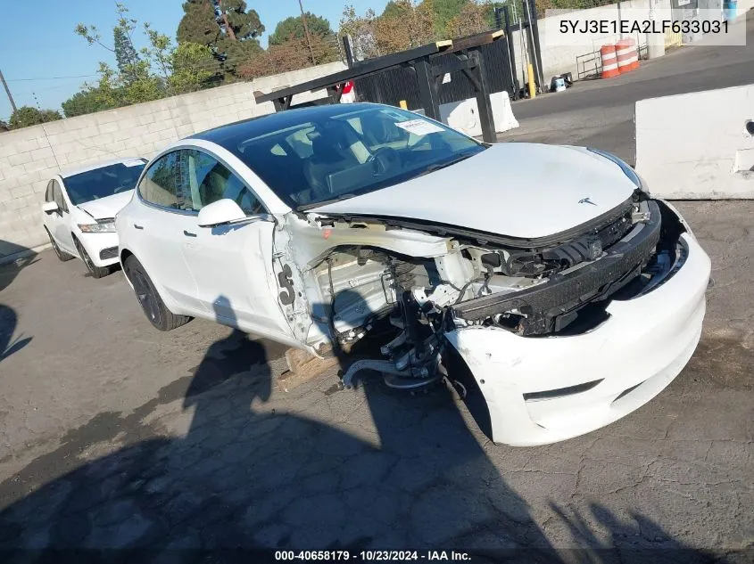 2020 Tesla Model 3 Standard Range Plus Rear-Wheel Drive/Standard Range Rear-Wheel Drive VIN: 5YJ3E1EA2LF633031 Lot: 40658179