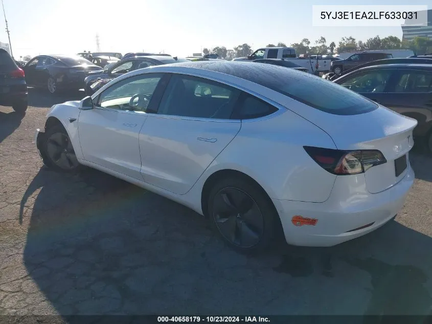 2020 Tesla Model 3 Standard Range Plus Rear-Wheel Drive/Standard Range Rear-Wheel Drive VIN: 5YJ3E1EA2LF633031 Lot: 40658179