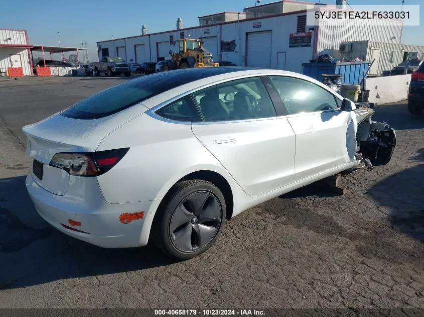 2020 Tesla Model 3 Standard Range Plus Rear-Wheel Drive/Standard Range Rear-Wheel Drive VIN: 5YJ3E1EA2LF633031 Lot: 40658179