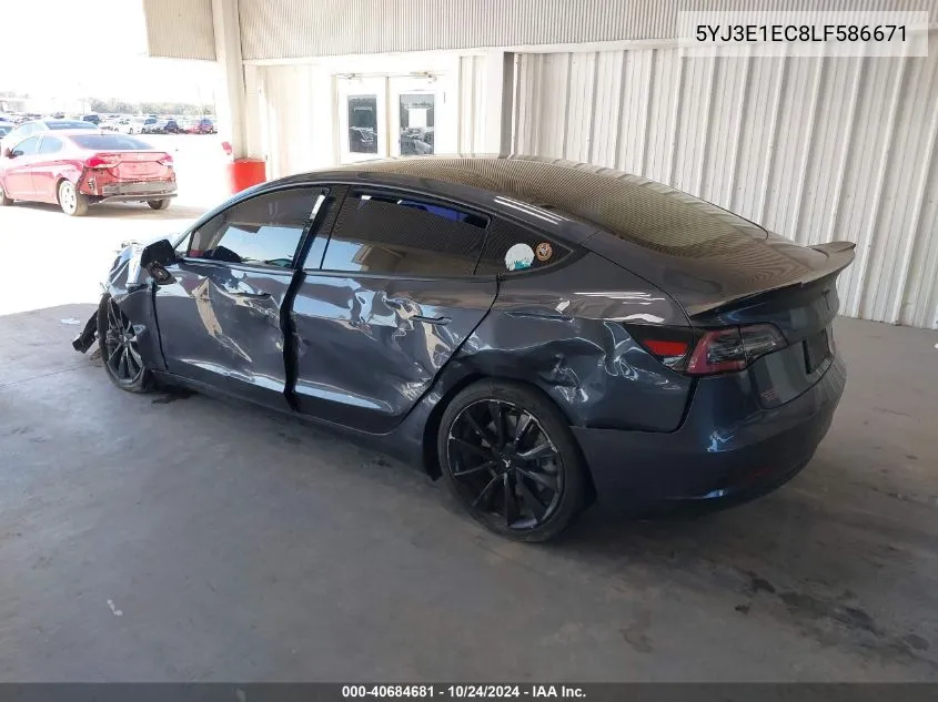 2020 Tesla Model 3 Performance Dual Motor All-Wheel Drive VIN: 5YJ3E1EC8LF586671 Lot: 40684681