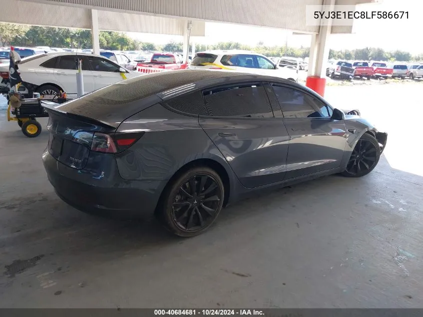 2020 Tesla Model 3 Performance Dual Motor All-Wheel Drive VIN: 5YJ3E1EC8LF586671 Lot: 40684681