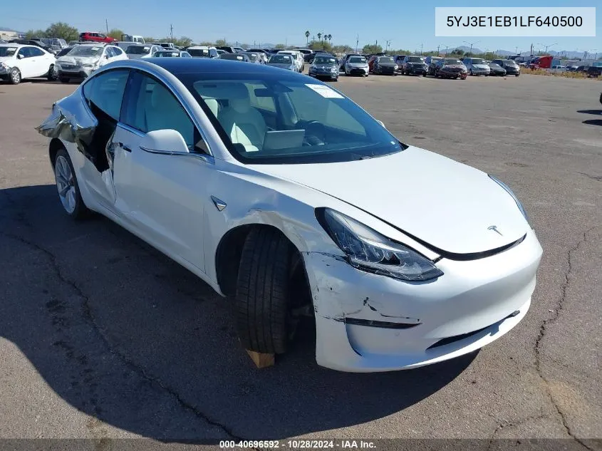 2020 Tesla Model 3 Long Range Dual Motor All-Wheel Drive VIN: 5YJ3E1EB1LF640500 Lot: 40696592