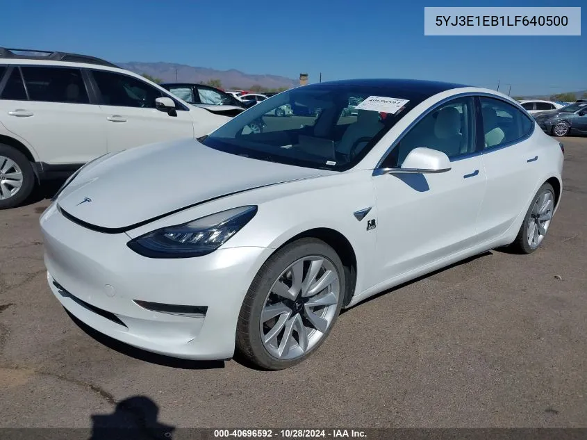 2020 Tesla Model 3 Long Range Dual Motor All-Wheel Drive VIN: 5YJ3E1EB1LF640500 Lot: 40696592