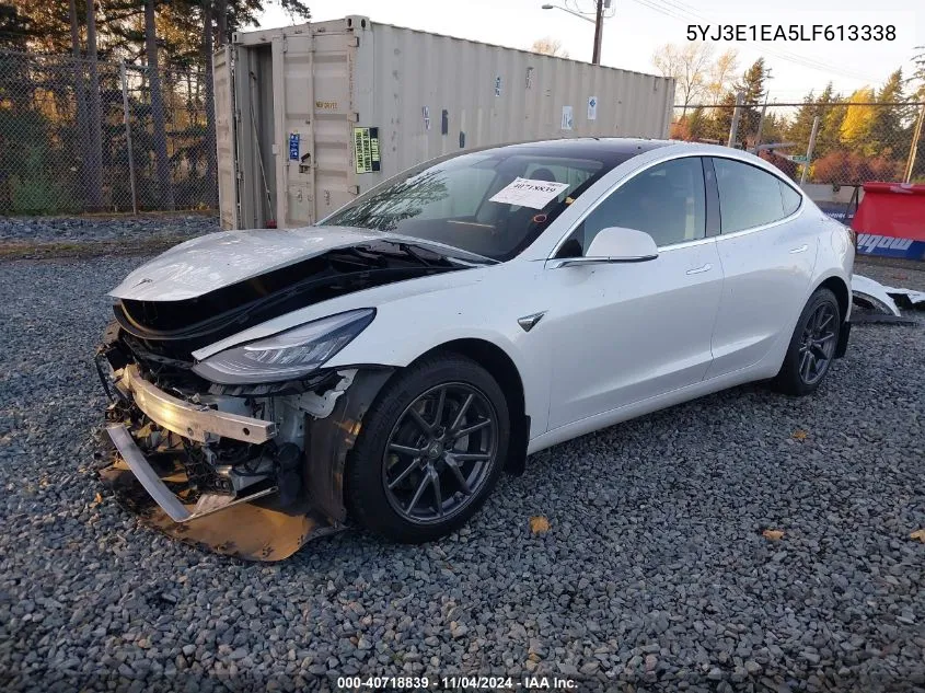 2020 Tesla Model 3 Standard Range Plus Rear-Wheel Drive/Standard Range Rear-Wheel Drive VIN: 5YJ3E1EA5LF613338 Lot: 40718839