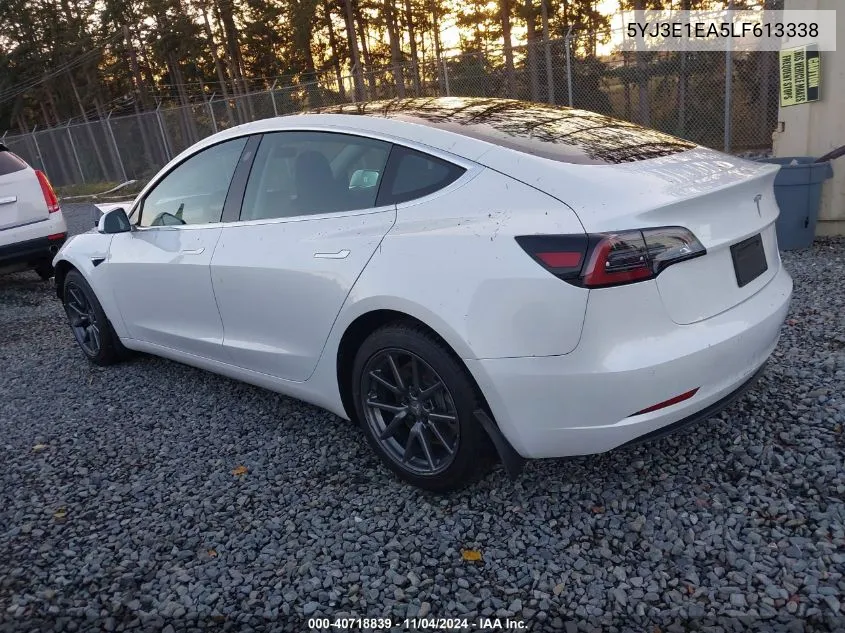 2020 Tesla Model 3 Standard Range Plus Rear-Wheel Drive/Standard Range Rear-Wheel Drive VIN: 5YJ3E1EA5LF613338 Lot: 40718839