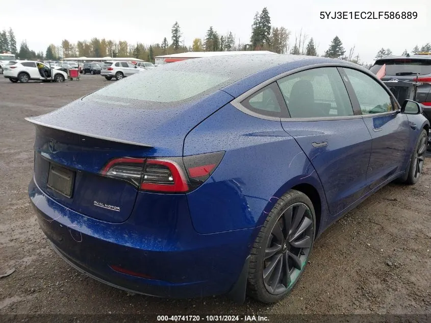 2020 Tesla Model 3 Performance Dual Motor All-Wheel Drive VIN: 5YJ3E1EC2LF586889 Lot: 40741720