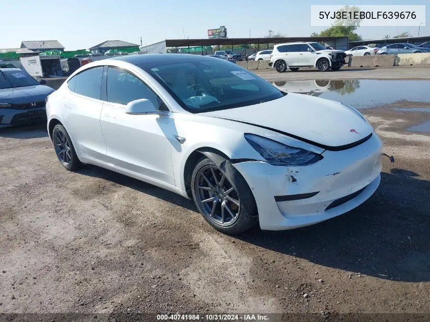 2020 Tesla Model 3 Long Range Dual Motor All-Wheel Drive VIN: 5YJ3E1EB0LF639676 Lot: 40741984