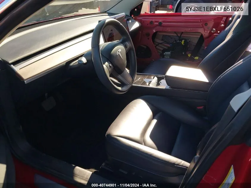 2020 Tesla Model 3 Long Range Dual Motor All-Wheel Drive VIN: 5YJ3E1EBXLF651026 Lot: 40744901