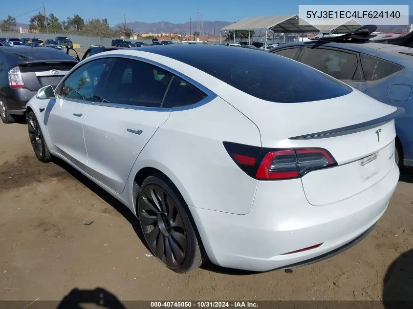 2020 Tesla Model 3 Performance Dual Motor All-Wheel Drive VIN: 5YJ3E1EC4LF624140 Lot: 40745050