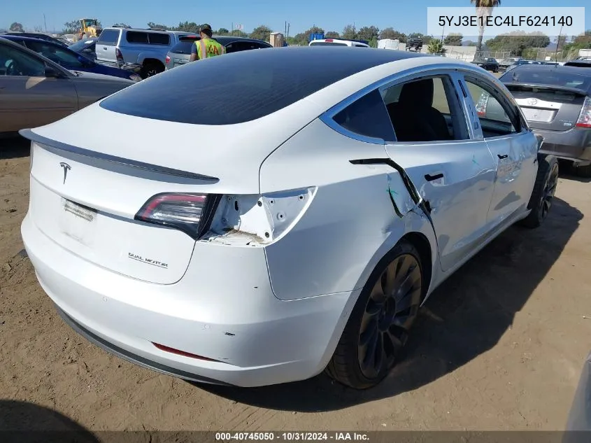 2020 Tesla Model 3 Performance Dual Motor All-Wheel Drive VIN: 5YJ3E1EC4LF624140 Lot: 40745050